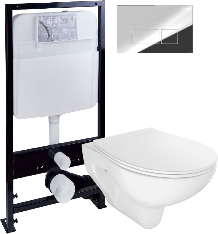 Комплект Унитаз подвесной STWORKI Хедмарк 3510 безободковый + Крышка Smart 0302 быстросъемное, с микролифтом + Инсталляция EWRIKA ProLT 0026-2020 + Кнопка 0041 хром