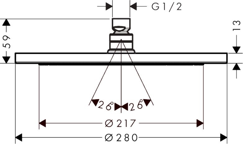 Верхний душ Hansgrohe Croma 280 1jet 26220140 матовая бронза