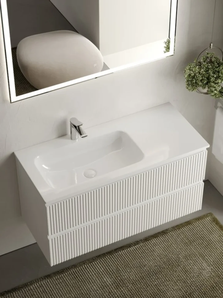 Тумба с раковиной Sancos Snob R 100 см, L, bianco