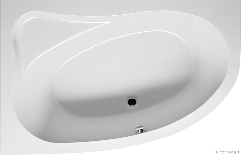Акриловая ванна Riho Lyra R 140x90 см, угловая, правая, пристенная, белая, асимметричная, с каркасом, со сливом-переливом