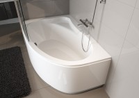 Акриловая ванна Riho Lyra R 140x90 см, угловая, правая, пристенная, белая, асимметричная, с каркасом, со сливом-переливом