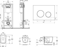 Комплект Унитаз подвесной безободковый Bell Pro Rimless 3301101R + Быстросъемное сиденье микролифт 33290100 + Система инсталляции для унитазов Relfix 38010010 + Кнопка смыва Relfix 3805002W белая