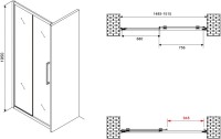 Душевая дверь в нишу Abber Schwarzer Diamant AG30150BMH 150 см, профиль черный, стекло матовое