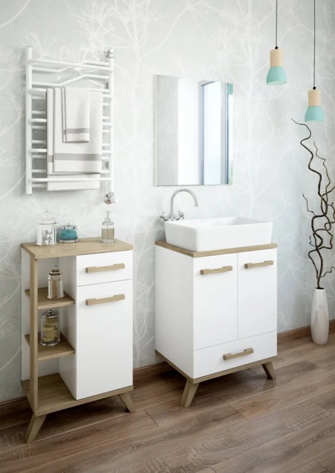 Тумба Sanflor Ингрид 50, белый матовый, швейцарский вяз
