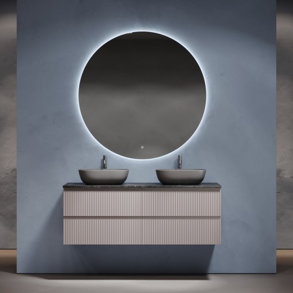 Мебель для ванной комнаты Sancos Snob R 140 doha soft, столешница черный мрамор TT140A1X, раковина CN6009MH