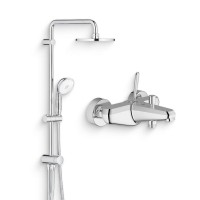 Душевой комплект Смеситель Grohe Eurodisc Joy 23431000 + Стойка New Tempesta Rustic 27399002