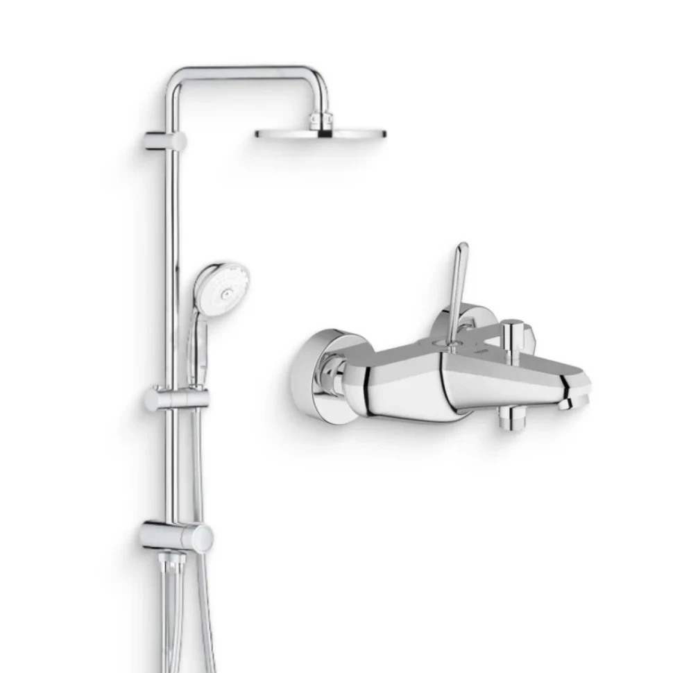 Душевой комплект Смеситель Grohe Eurodisc Joy 23431000 + Стойка New Tempesta Rustic 27399002