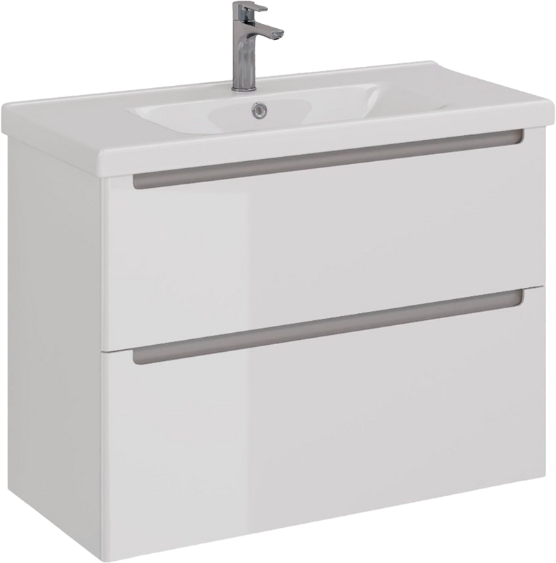 Тумба под раковину Lemark Buno 100 белая глянцевая, 2 ящика