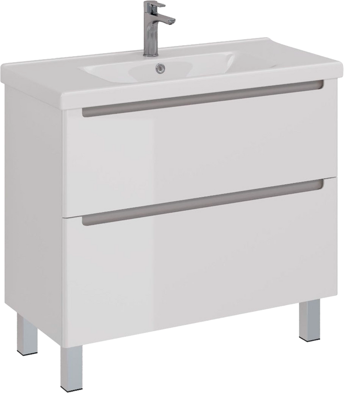 Тумба под раковину Lemark Buno 100 белая глянцевая, 2 ящика