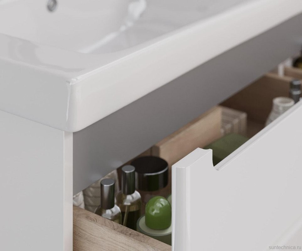 Тумба под раковину Lemark Buno 100 белая глянцевая, 2 ящика