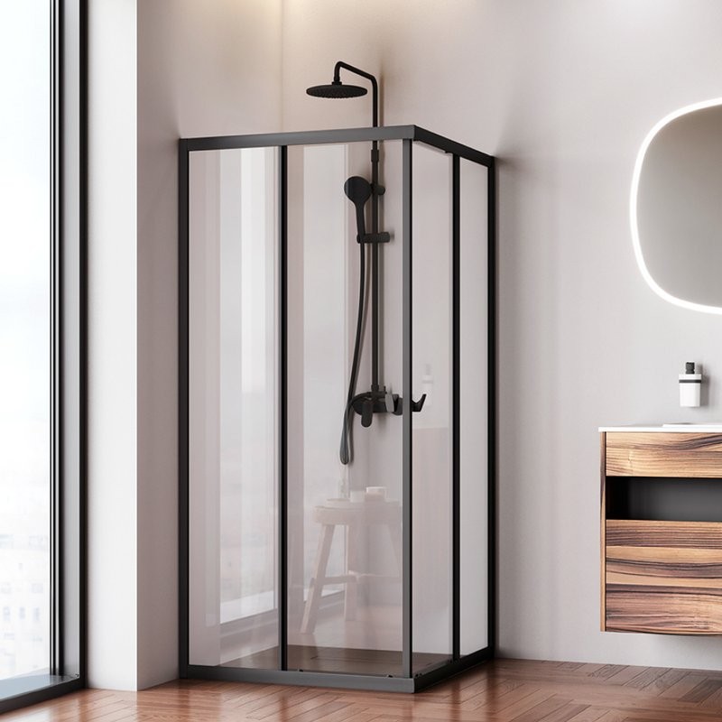 Душевой уголок AM.PM Sunny W87G-403-9090-BT 90x90 см, черный матовый