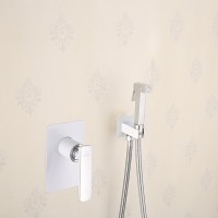 Гигиенический душ Rose R1605F со смесителем, С ВНУТРЕННЕЙ ЧАСТЬЮ, белый,хром