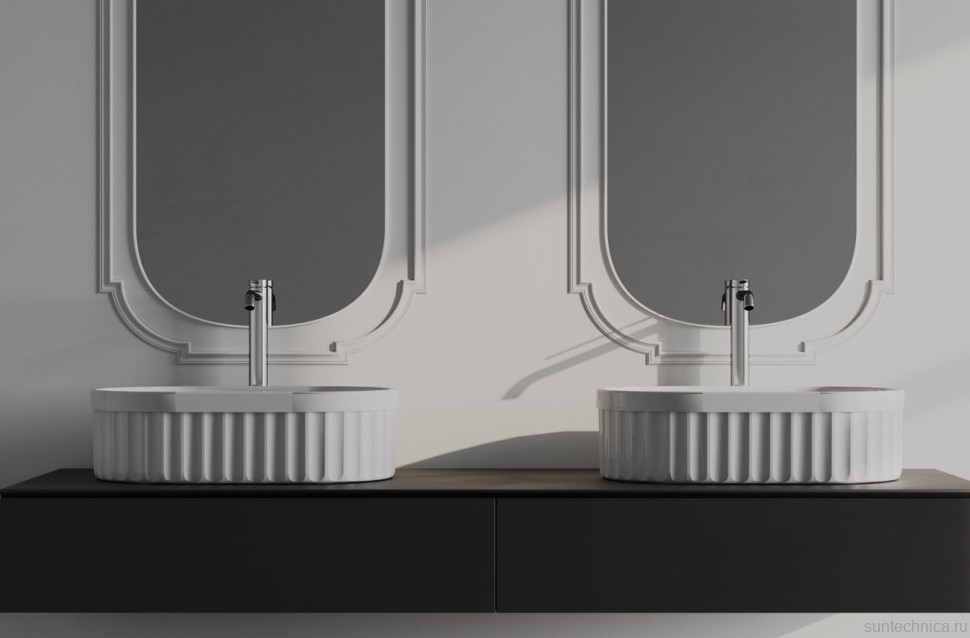 Накладная раковина Belux Колизей 55 глянцевая белая, овальная