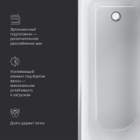 Акриловая ванна AM.PM Like W80A-170-070W-A без опоры 170x70 см, пристенная, белая