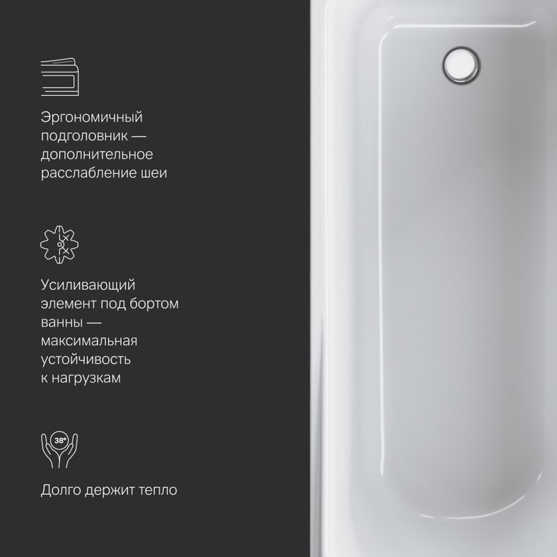 Акриловая ванна AM.PM Like W80A-170-070W-A без опоры 170x70 см, пристенная, белая