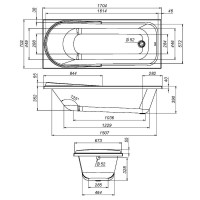 Акриловая ванна AM.PM Like W80A-170-070W-A без опоры 170x70 см, пристенная, белая