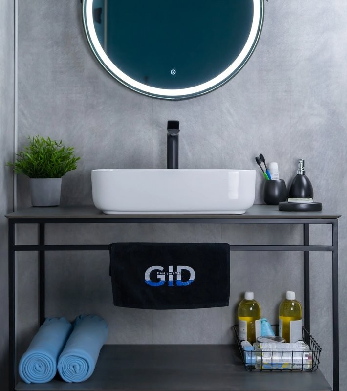 Накладная раковина GID Geometrico D1304 50 глянцевая белая, прямоугольная, фаянс