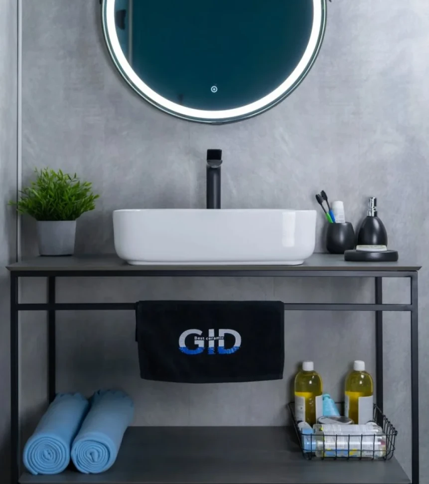 Накладная раковина GID Geometrico D1304 50 глянцевая белая, прямоугольная, фаянс