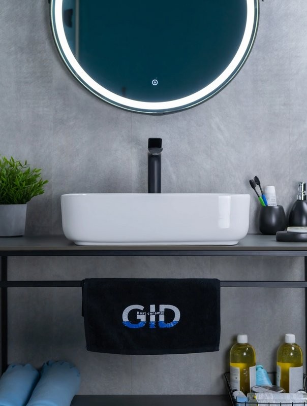 Накладная раковина GID Geometrico D1304 50 глянцевая белая, прямоугольная, фаянс