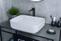 Накладная раковина GID Geometrico D1304 50 глянцевая белая, прямоугольная, фаянс