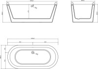Акриловая ванна BelBagno BB202-1700-800 170x80 см, отдельностоящая, белая, овальная, на ножках, со сливом-переливом