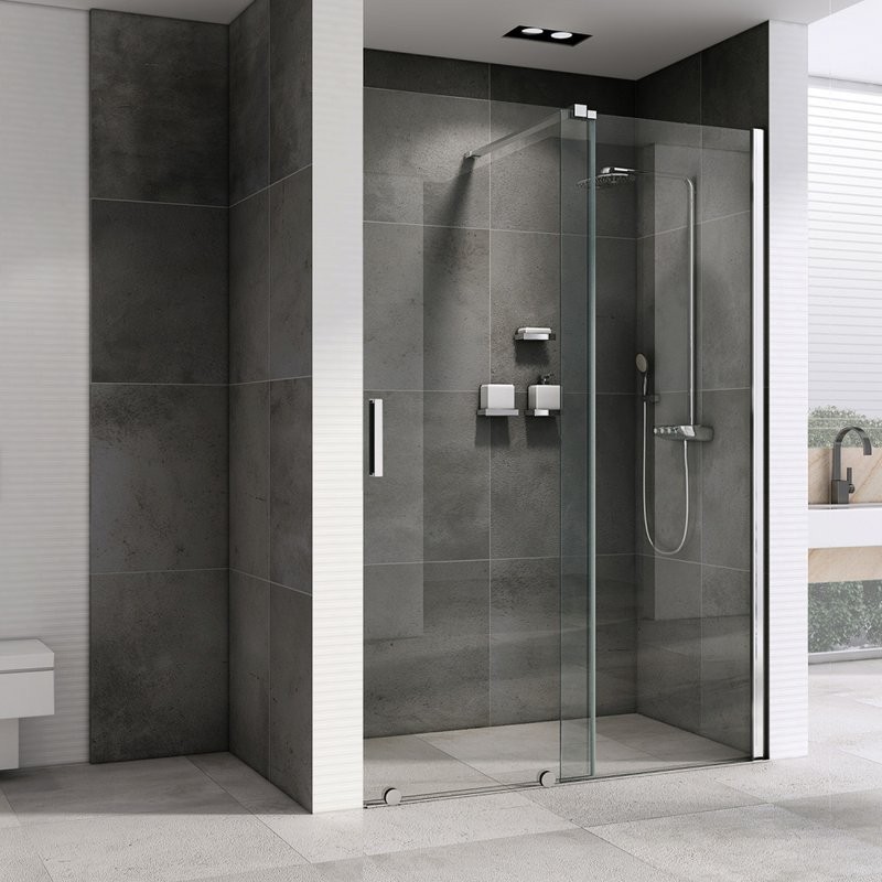 Душевая дверь в нишу Abber Komfort AG90120 120 см, профиль черный, стекло прозрачное