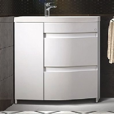 Тумба с раковиной Belux Токио 80 R напольная, белая глянцевая