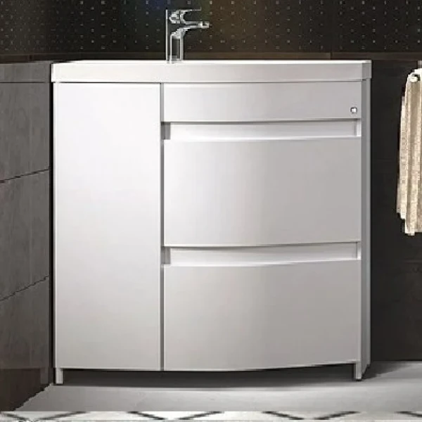 Тумба с раковиной Belux Токио 80 R напольная, белая глянцевая
