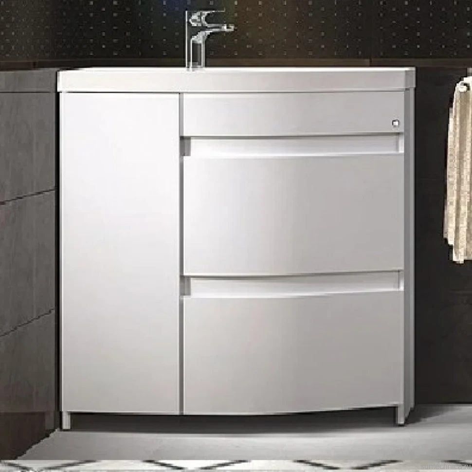 Тумба с раковиной Belux Токио 80 R напольная, белая глянцевая