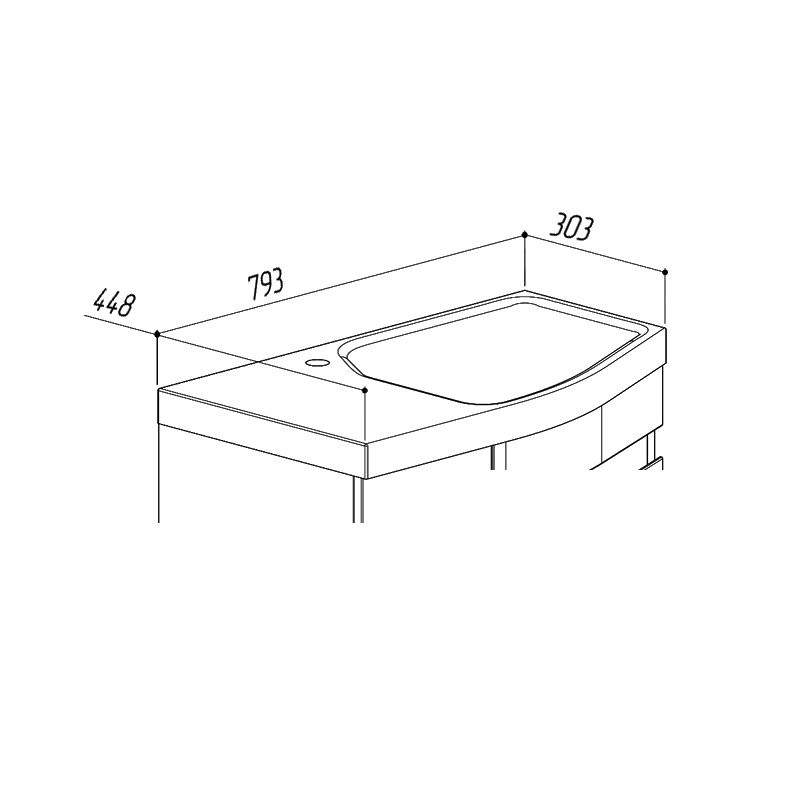 Тумба с раковиной Belux Токио 80 R напольная, белая глянцевая