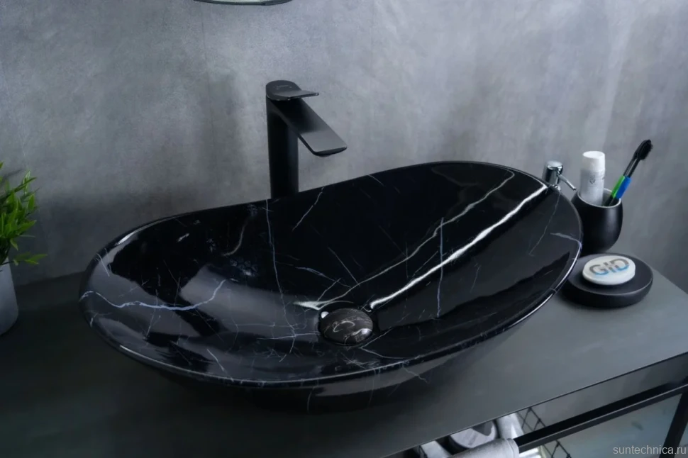 Накладная раковина GID Lago Bs9811 61 под глянцевый камень, овальная, фаянс