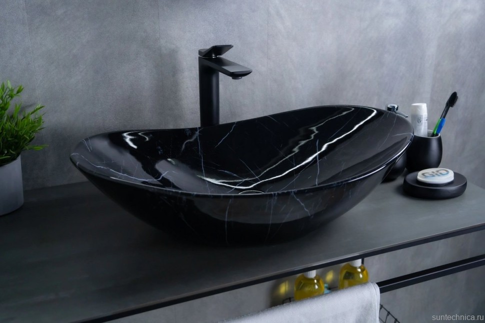 Накладная раковина GID Lago Bs9811 61 под глянцевый камень, овальная, фаянс