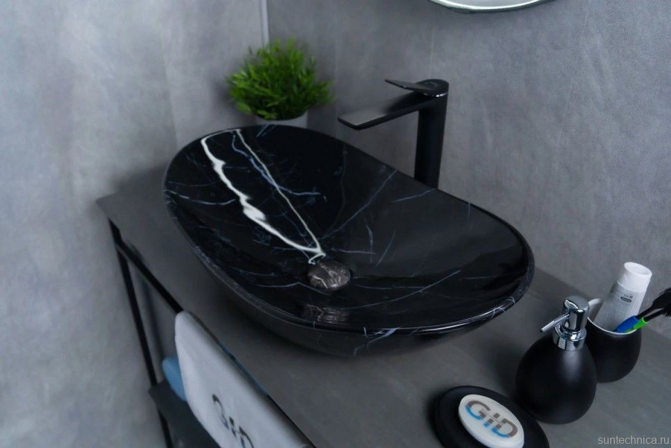 Накладная раковина GID Lago Bs9811 61 под глянцевый камень, овальная, фаянс
