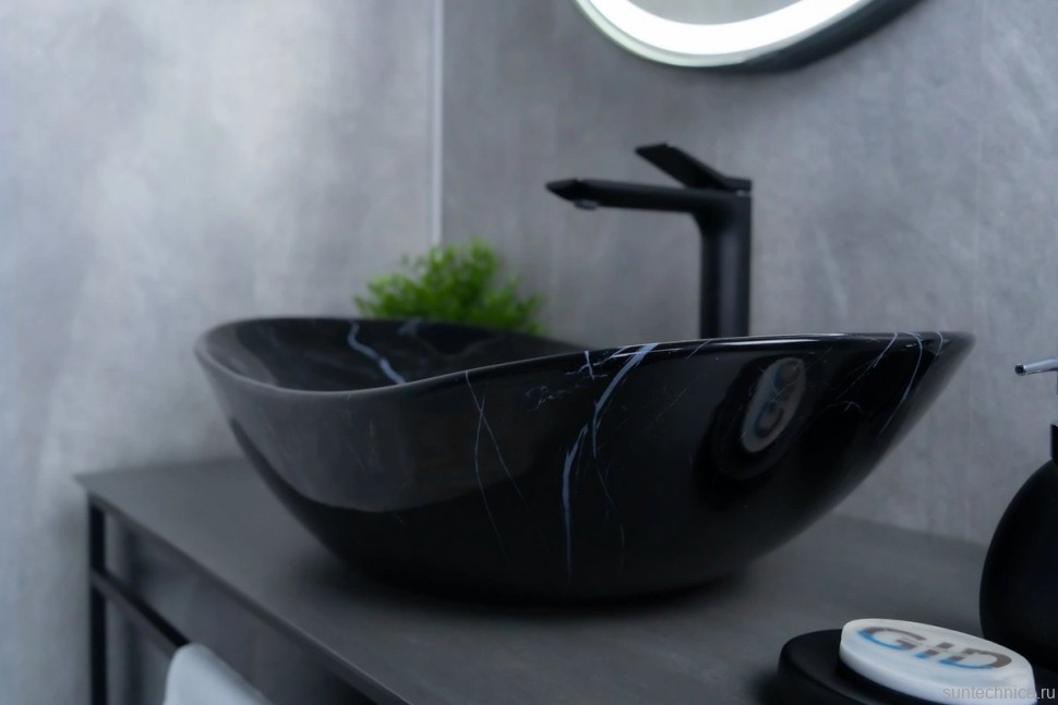 Накладная раковина GID Lago Bs9811 61 под глянцевый камень, овальная, фаянс