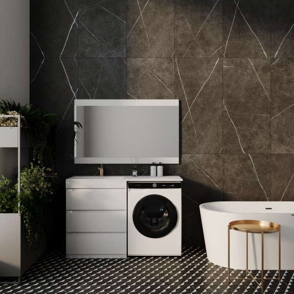 Мебель для ванной комнаты Style Line Даллас 130 Люкс Plus напольная, белая, 3 ящика L