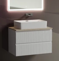 Тумба под раковину со столешницей Sancos Snob T 80 bianco, столешница бежевая
