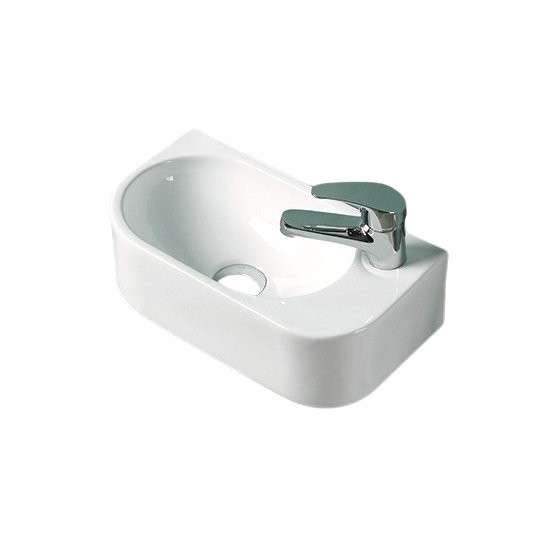 Раковина маленькая в туалет GID Suspendido N9274L 40 глянцевая белая, прямоугольная, фаянс