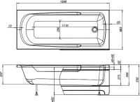 Акриловая ванна Aquanet Extra 255742 160x70 см, пристенная, белая, с каркасом