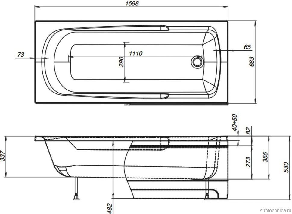 Акриловая ванна Aquanet Extra 255742 160x70 см, пристенная, белая, с каркасом