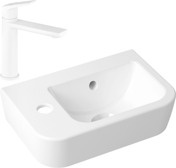 Комплект Раковина маленькая Lavinia Boho One 33310001L + Смеситель Wellsee ICON! for life 182305000 матовый белый
