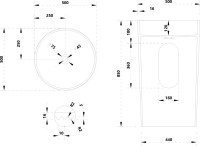 Раковина напольная Abber Stein AS2501-H 50 матовая белая, круглая, моноблок, искусственный камень