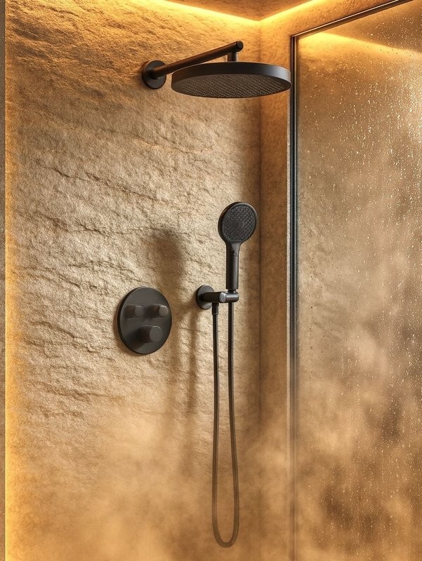 Душевой комплект AltroBagno Bilancia AltroBagnoBilancia040416MB С ВНУТРЕННЕЙ ЧАСТЬЮ, черный матовый