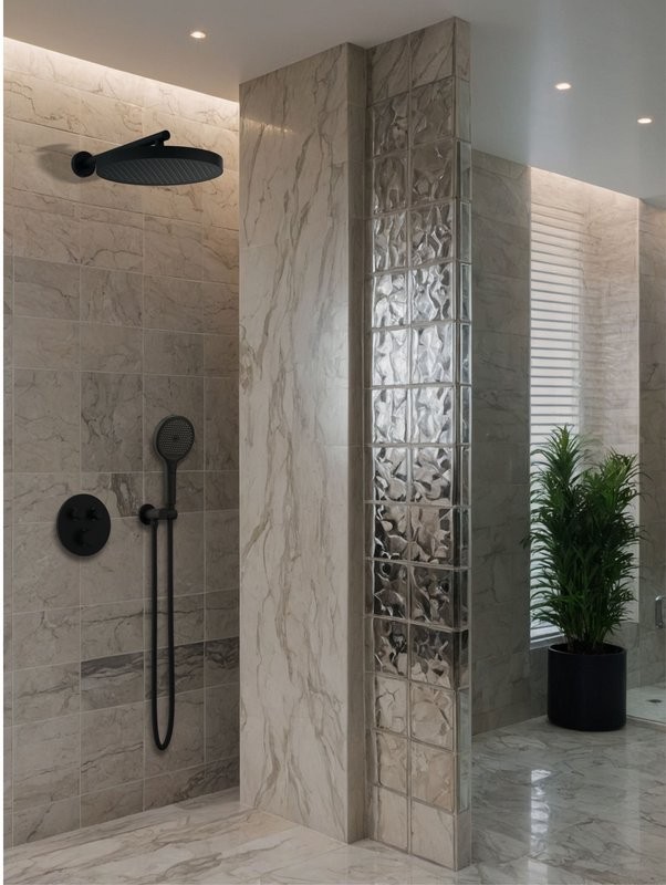 Душевой комплект AltroBagno Bilancia AltroBagnoBilancia040416MB С ВНУТРЕННЕЙ ЧАСТЬЮ, черный матовый