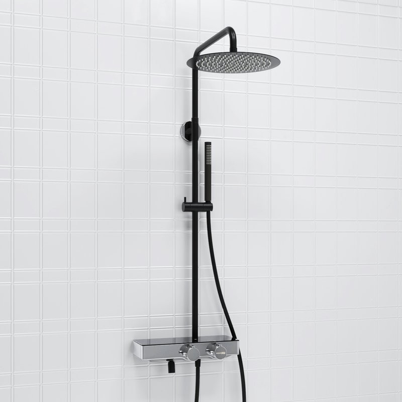 Душевая стойка Wasserkraft Abens 2000 A114.160.217.CB Thermo с термостатом, черная