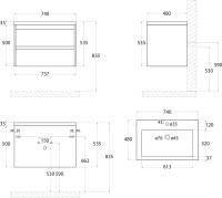 Тумба под раковину Art&Max Family 75, подвесная, Pino Bianco