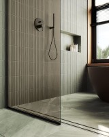 Душевая перегородка Maybahglass MGD-691-6у 89 см, профиль черный, стекло бронза