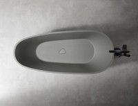 Ванна из искусственного камня Abber Dortmund AM9911MLG 170x75 см, отдельностоящая, матовая светло-серая, овальная