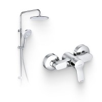 Душевой комплект Смеситель для душа Kludi Pure&Easy 378410565 + Стойка Freshline dual shower system 6709005-00