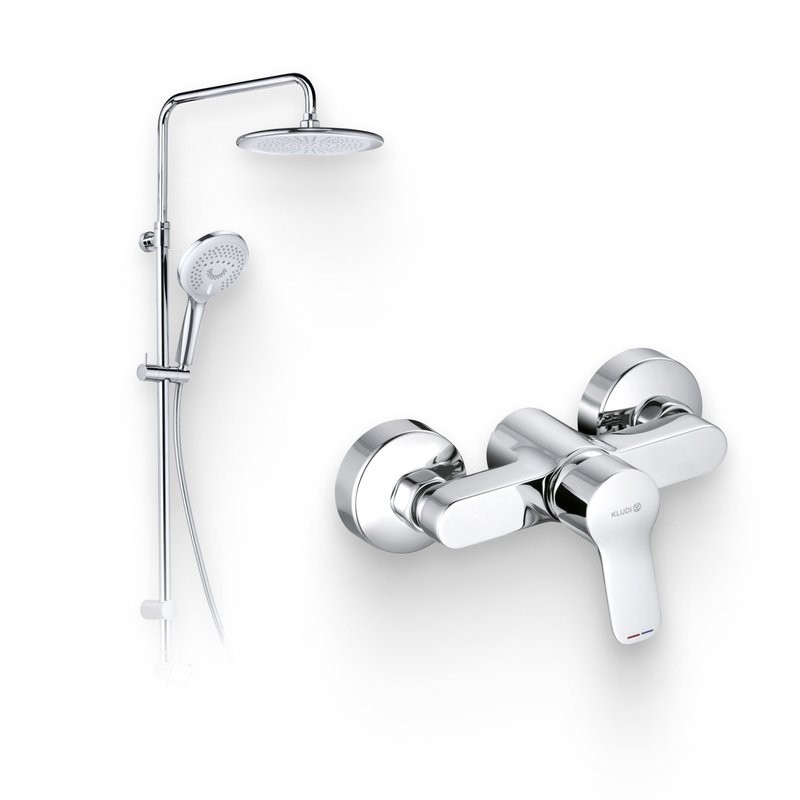 Душевой комплект Смеситель для душа Kludi Pure&Easy 378410565 + Стойка Freshline dual shower system 6709005-00
