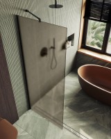 Душевая перегородка Maybahglass MGD-679-6ш 109 см, профиль черный, стекло бронза матовое